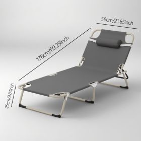 Gray comfortable folding camping bed for adults - portable folding guest bed, suitable for outdoor naps, vacations and outdoor camping