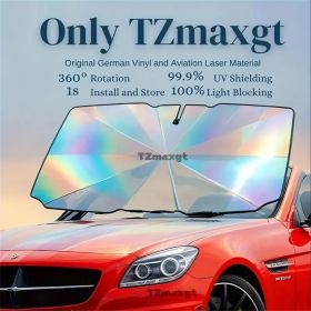 2025 Upgraded U.S. General Purpose Version Rainbow Umbrella Car Windshield Sunshade - UV Blocking, Heat Insulating, Scratch Resistant Handle (Color: Block heat Colorful sunshade flash)
